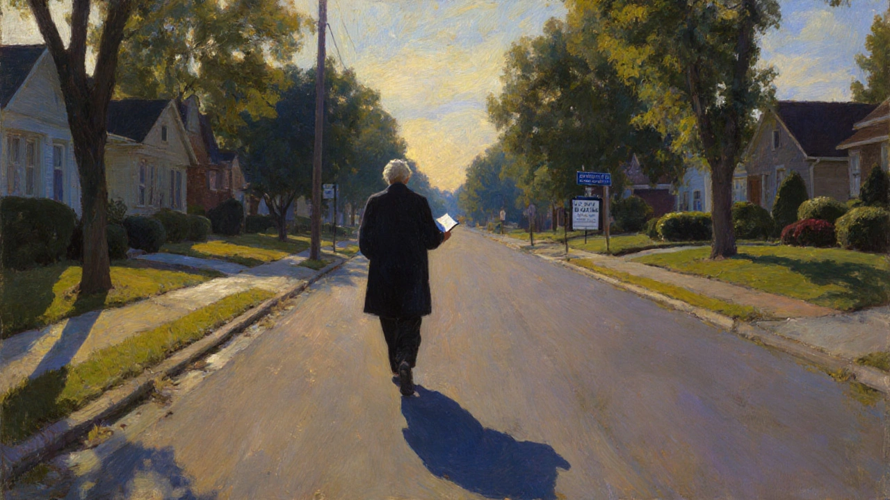Person walking at dawn holding a notebook, symbolizing the journey after medication.